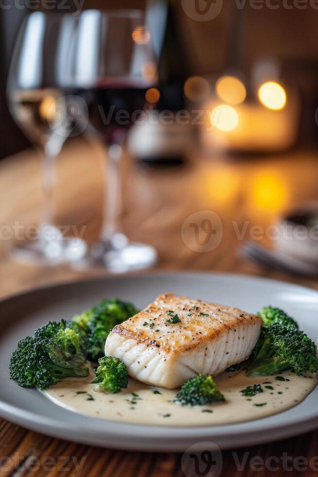 Pan-Fried Halibut Fillet with Cream Sauce photo