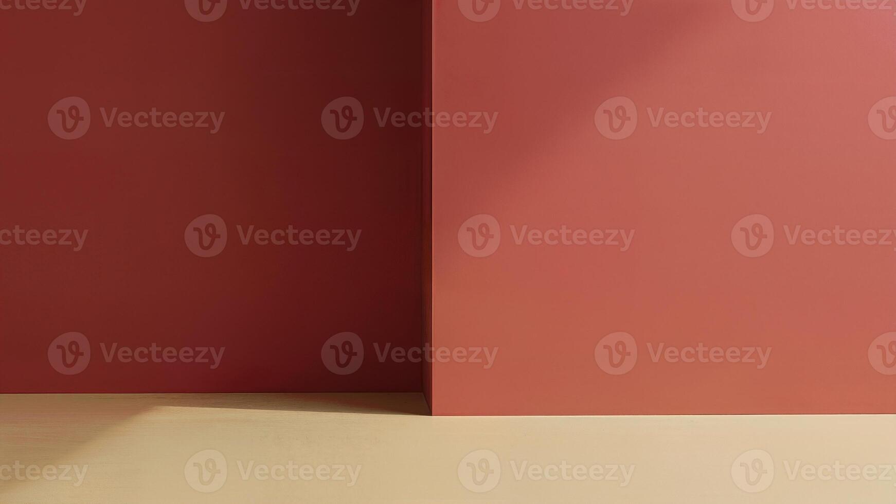 Minimalist Empty Table With Red Wall photo