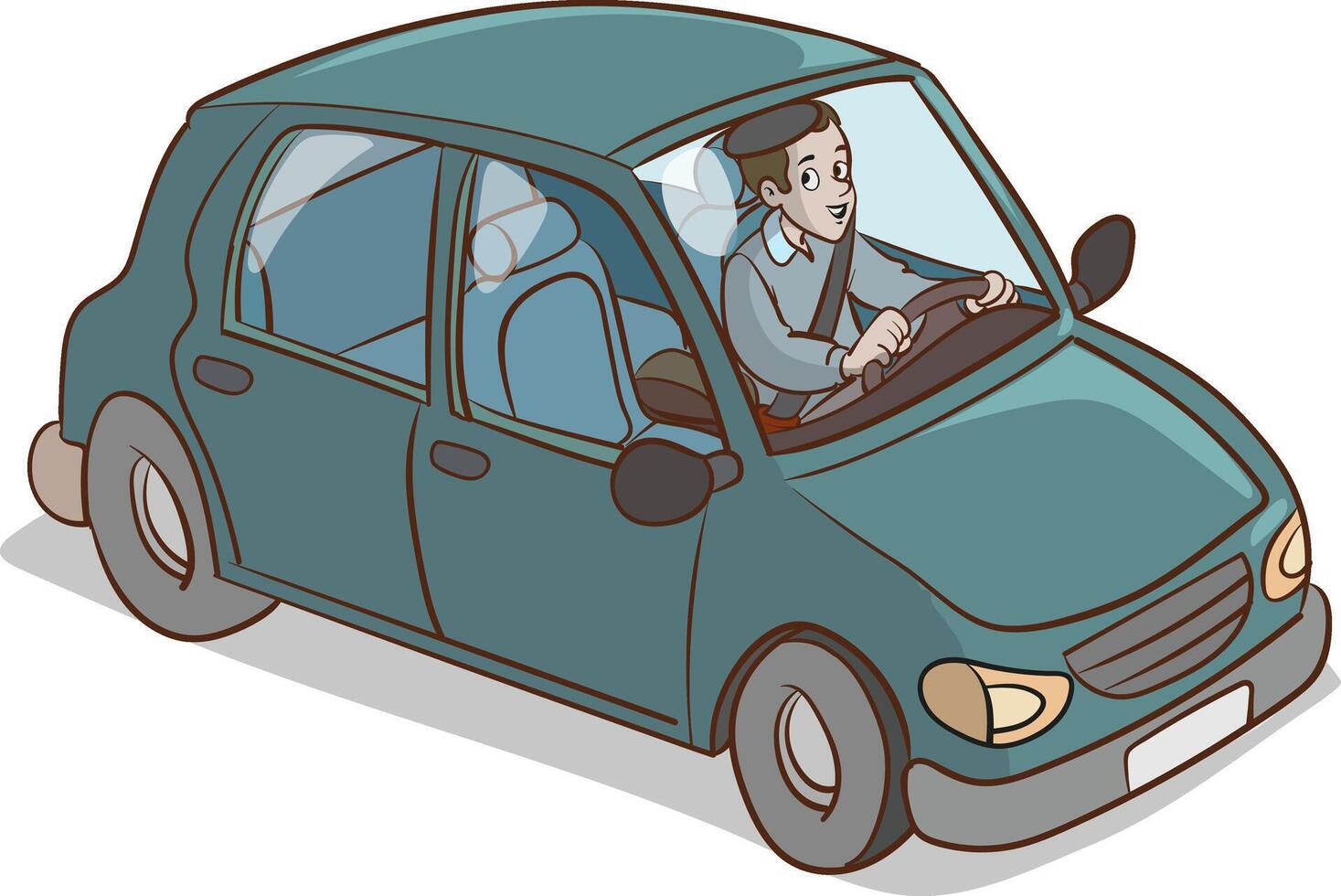 illustration of a man driving a car. vector