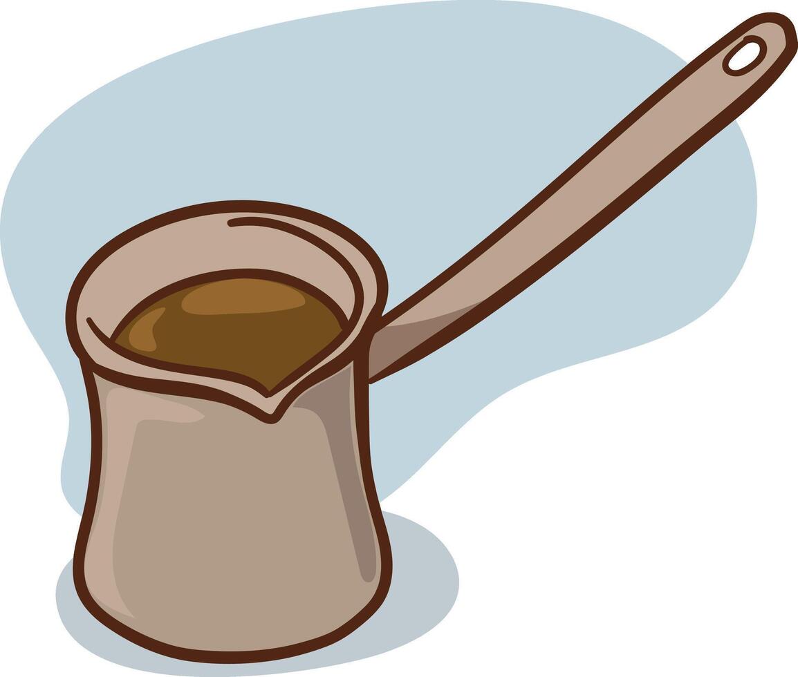 illustration of a coffee pot on a white background. illustration of cezve used for making turkish coffee vector