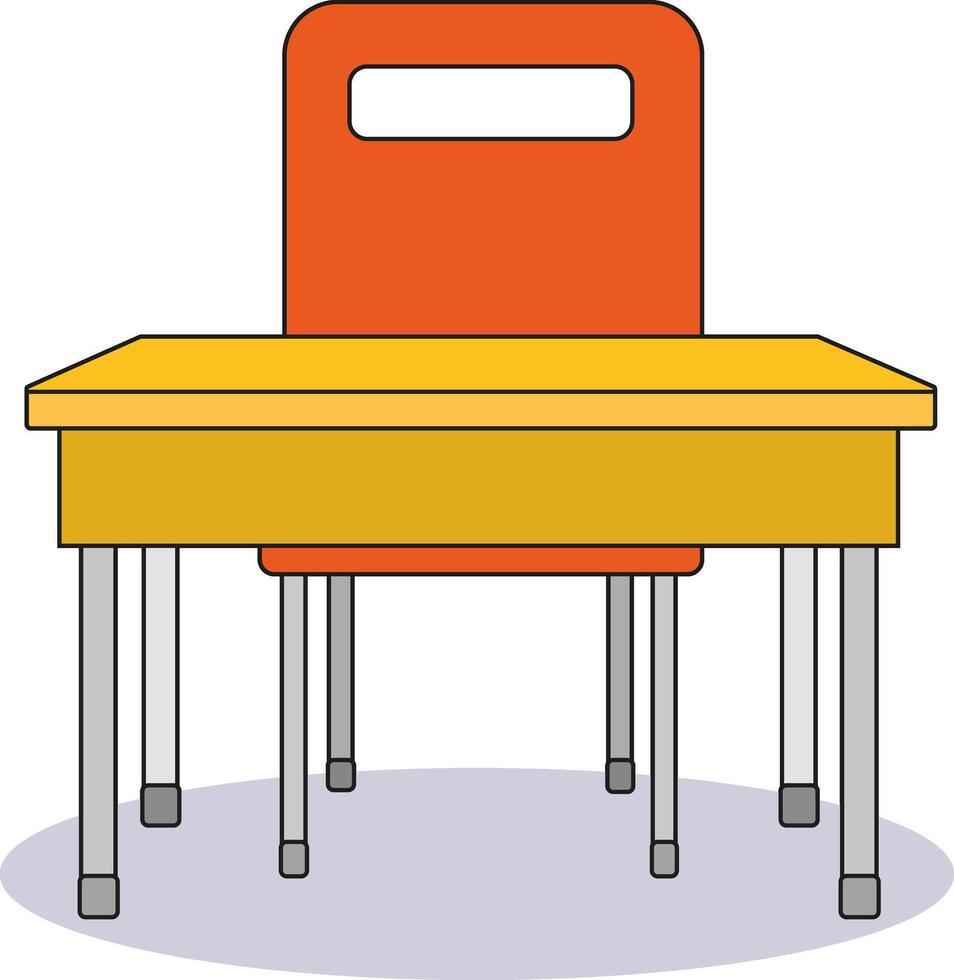 illustration of a school desk chair and a table. vector