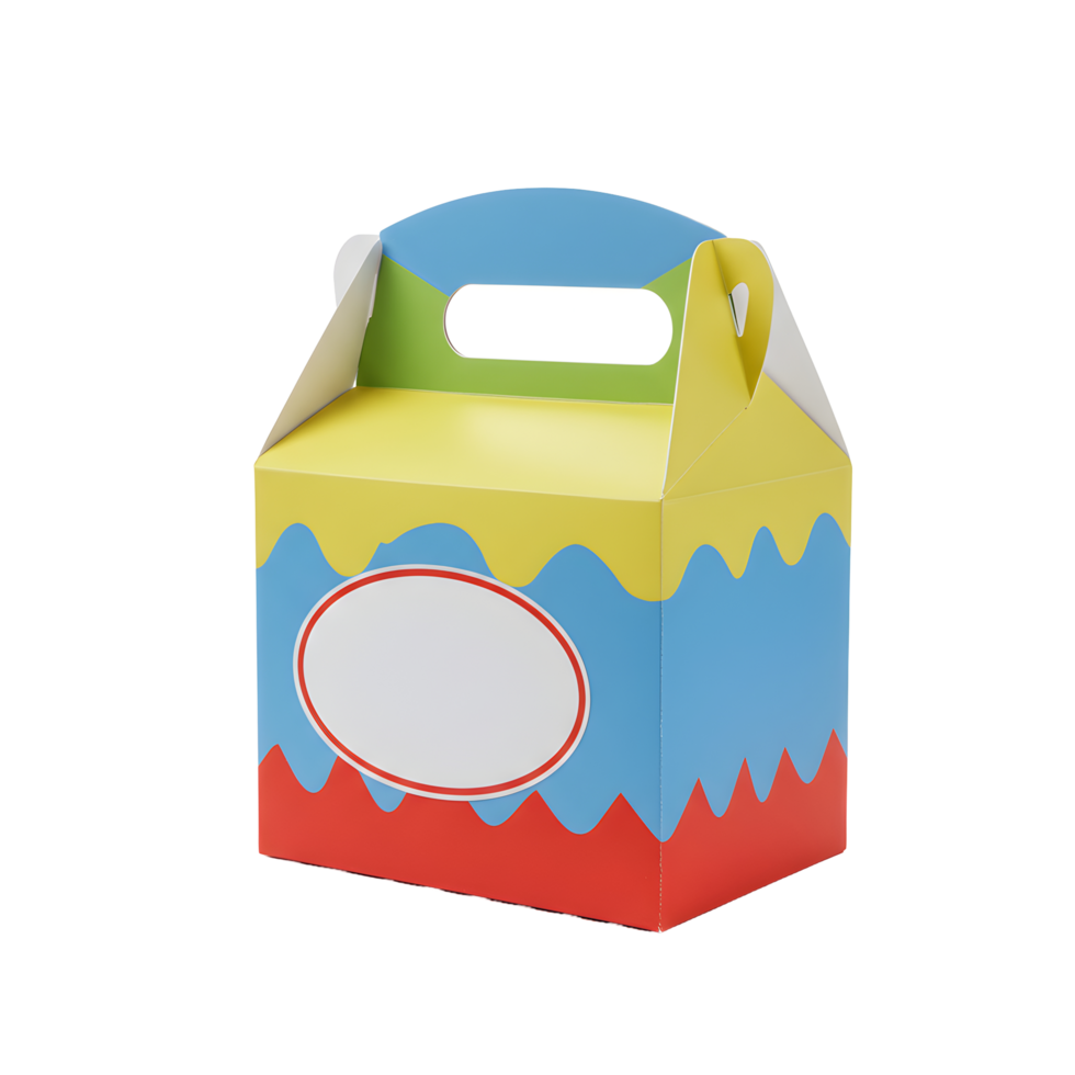 Colorful Cardboard Party Favor Box with Handle png