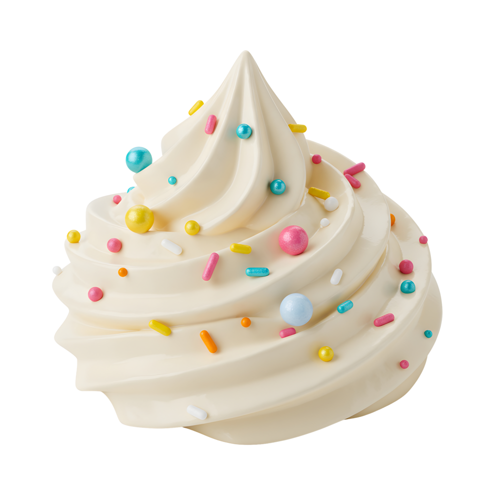 Creamy Whipped Dessert with Colorful Sprinkles on Transparent Background png