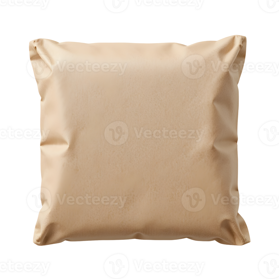 Beige Kraft Paper Pillow Mockup on Transparent Background png