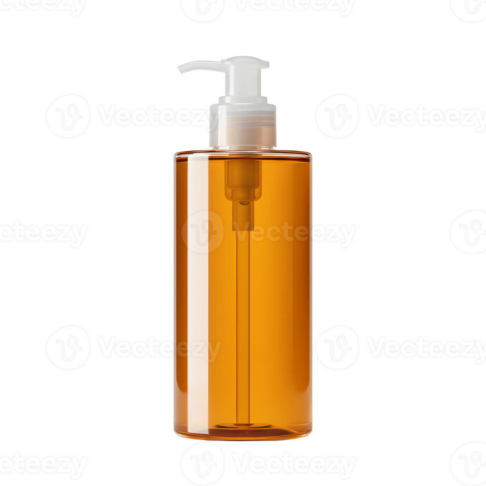 Amber Liquid Soap Bottle with Pump Dispenser on Transparent Background png