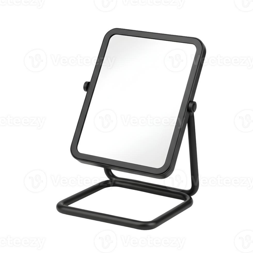 Black Rectangular Desktop Mirror with Adjustable Stand png