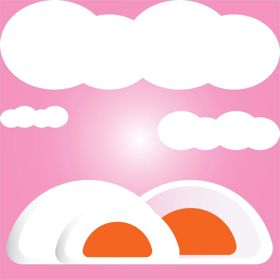 mochi cake and pink background vector