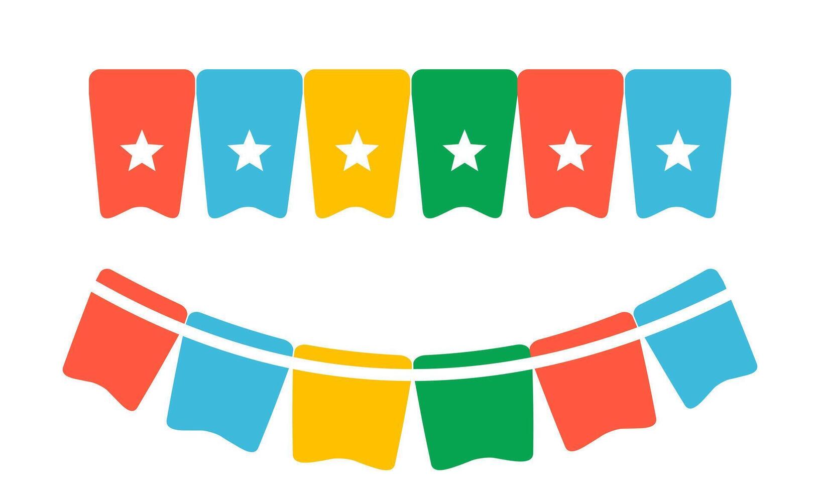 Festive Garland Set with Triangular Flags and Star Graphics for Celebrations vector