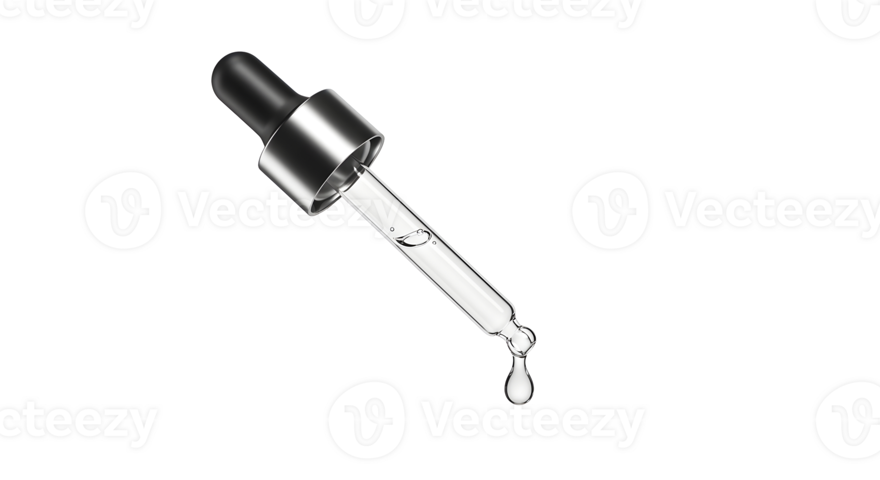 Silver Dropper with Falling Liquid on Transparent Background png