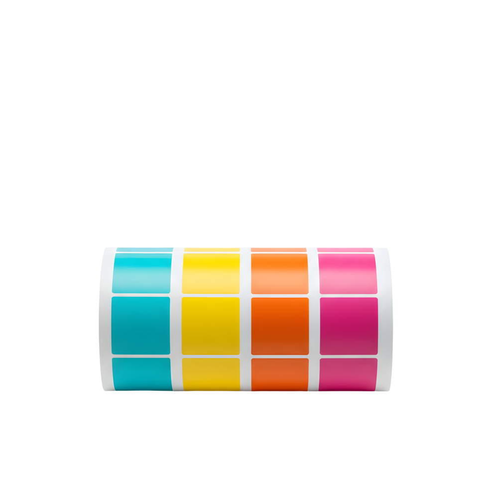 Roll of Colorful Square Stickers on Transparent Background png