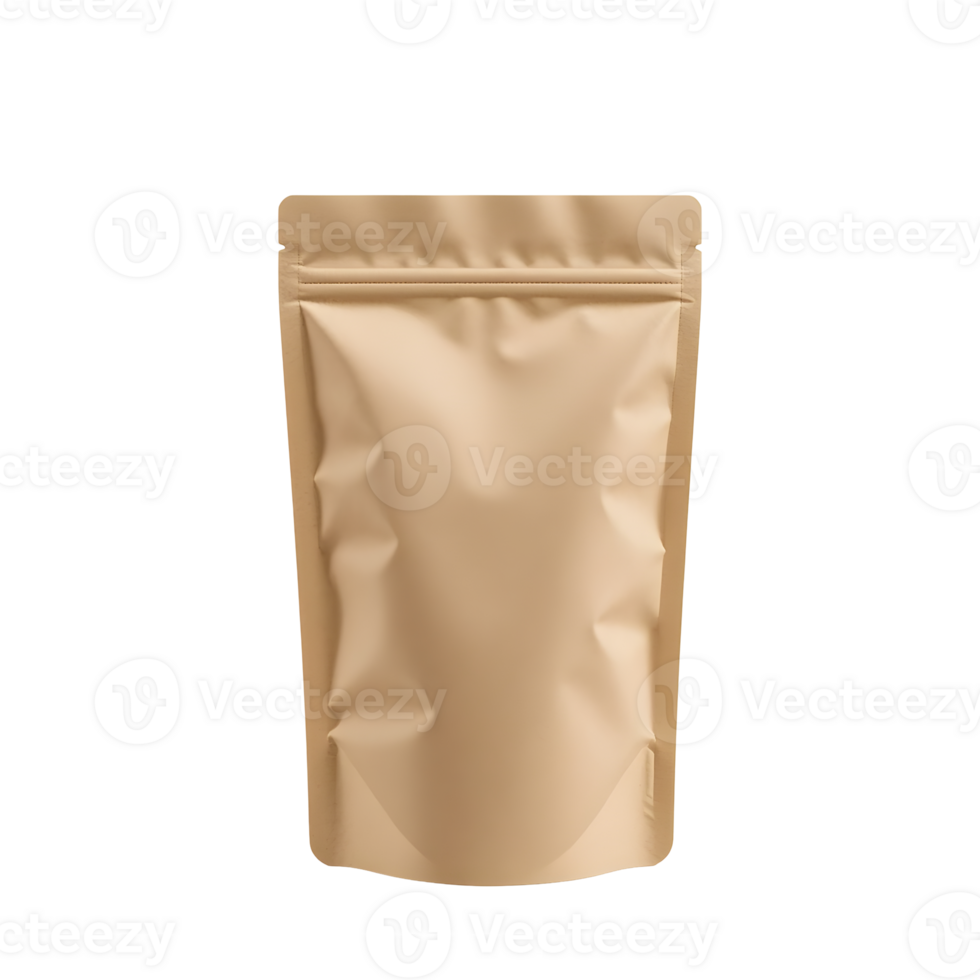 Kraft Paper Stand Up Pouch With Ziplock Packaging Mockup png