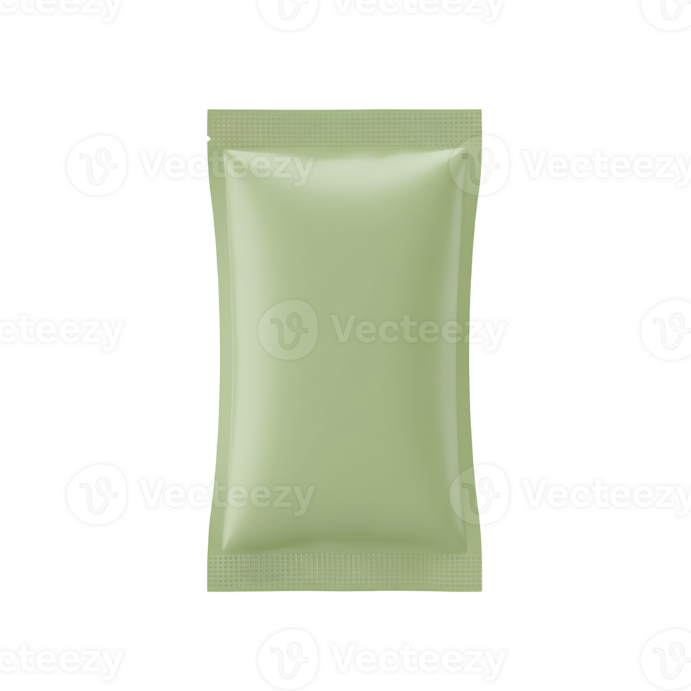 Light Green Sachet Packaging Mockup on Transparent Background png