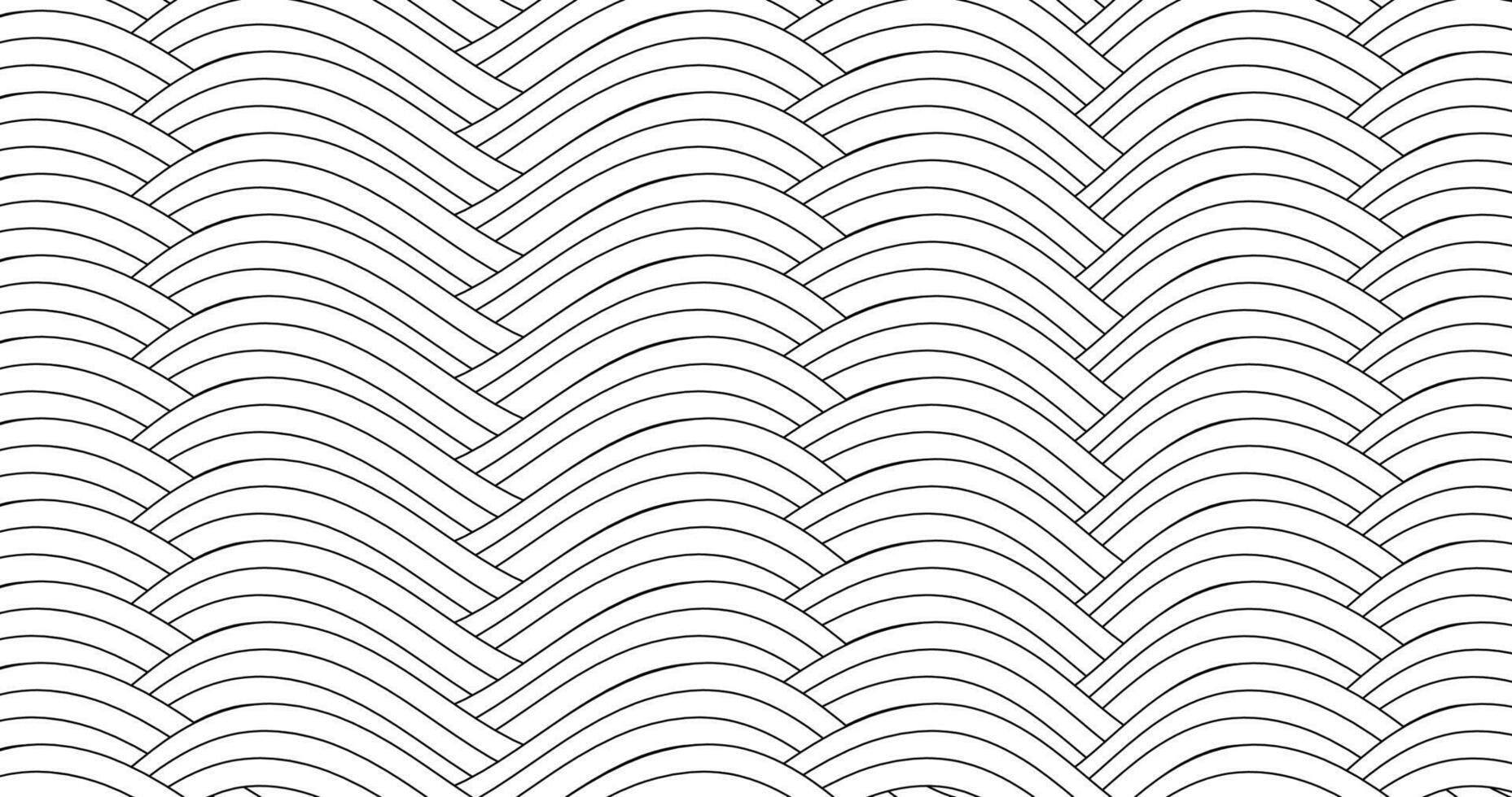 Geometric Seamless wave pattern black lines texture vector