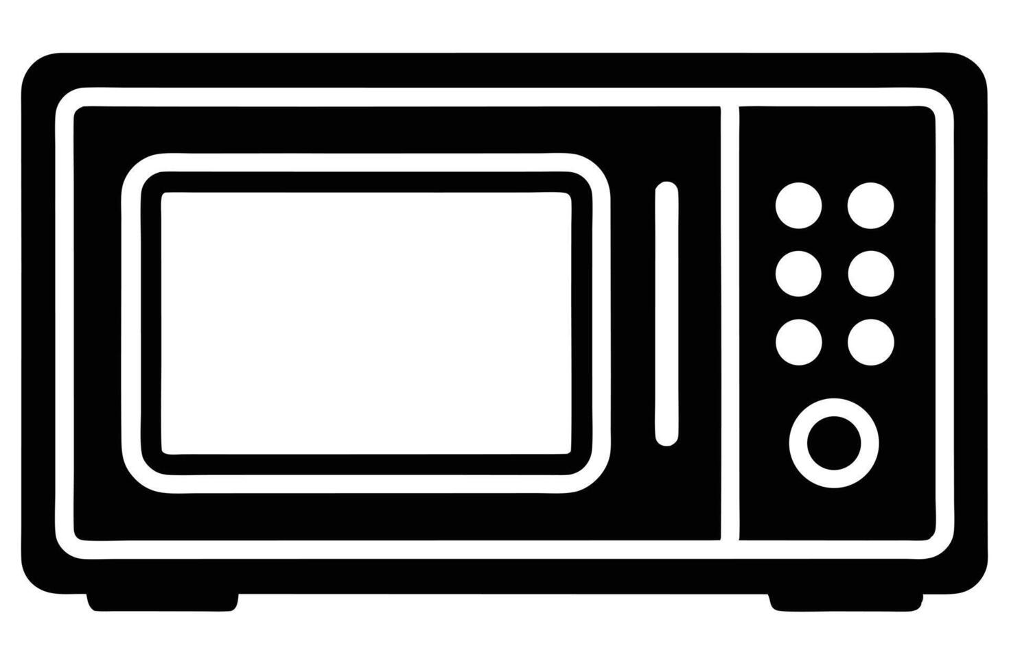 Simple black and white microwave icon. vector