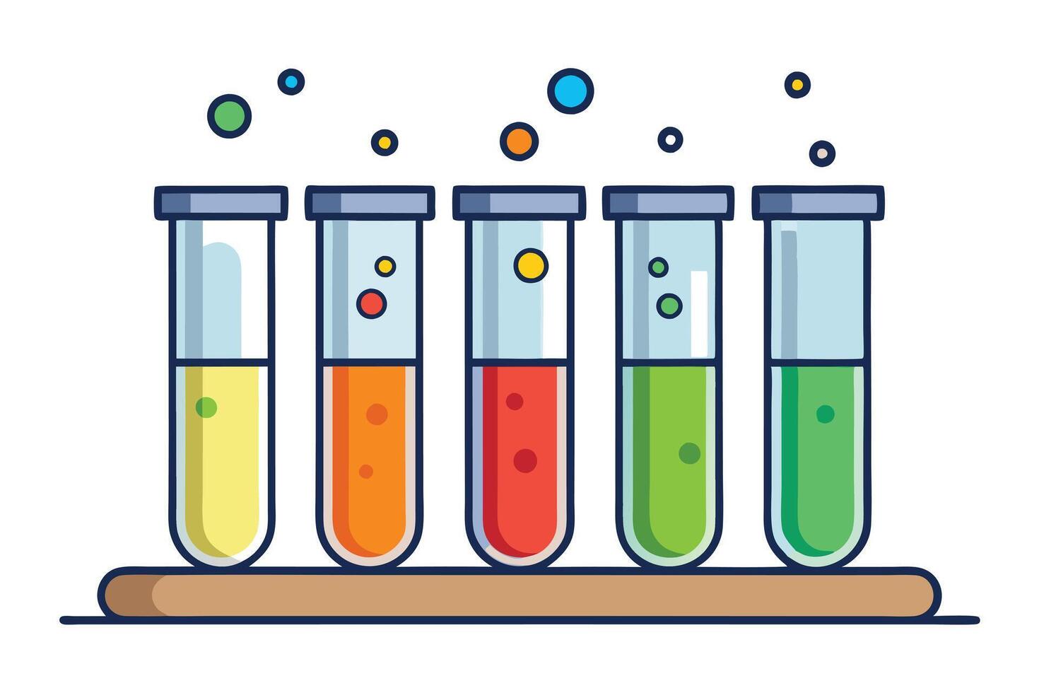 Colorful Test Tubes with Different Liquids in a Laboratory Setting vector
