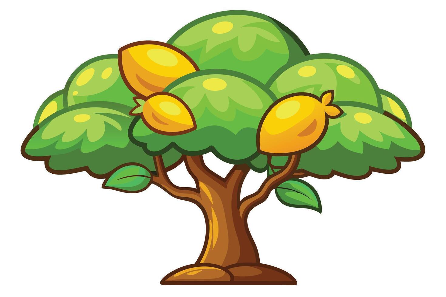 Cartoon Lemon Tree with Ripe Fruit vector