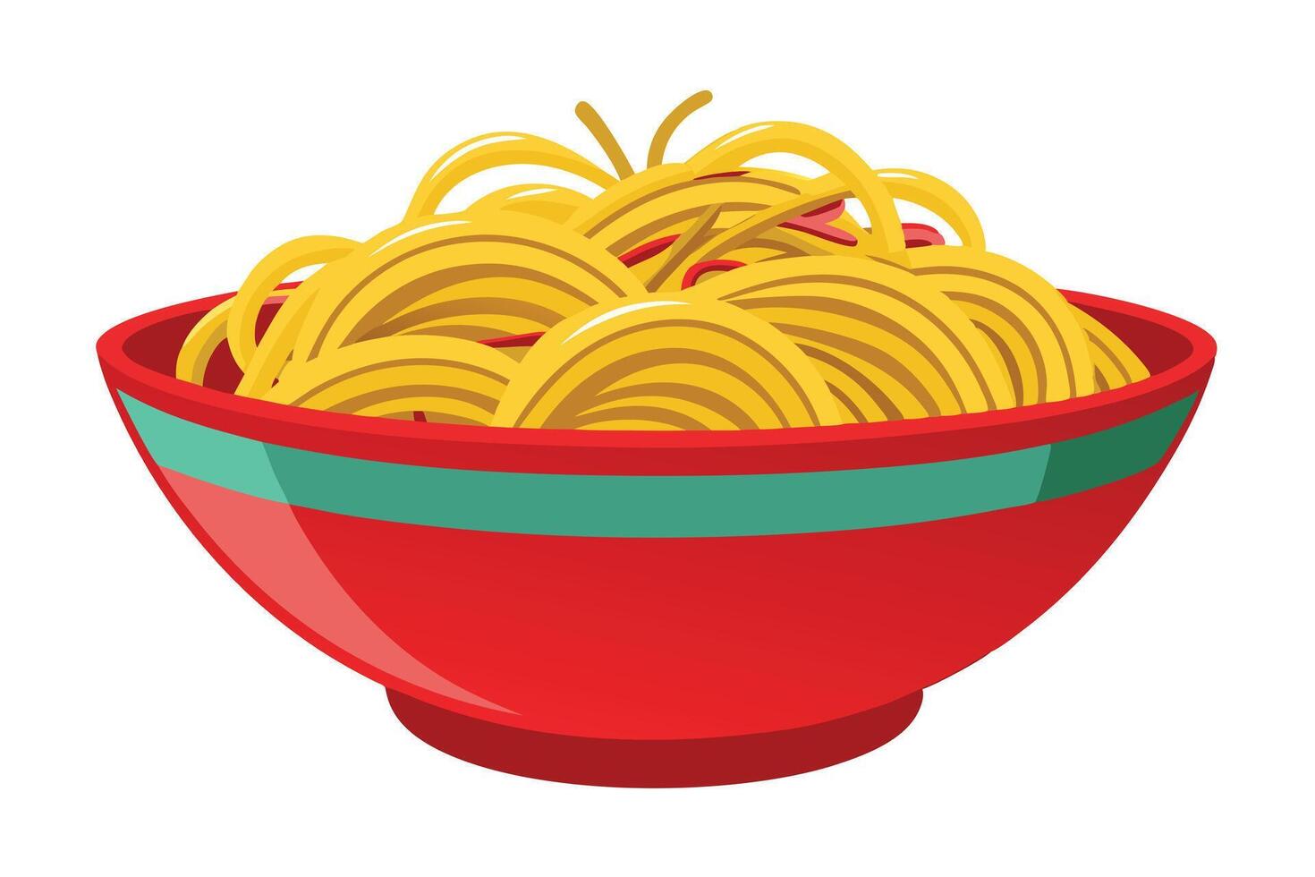 A deliciously Simple Noodles in a Red Bowl vector