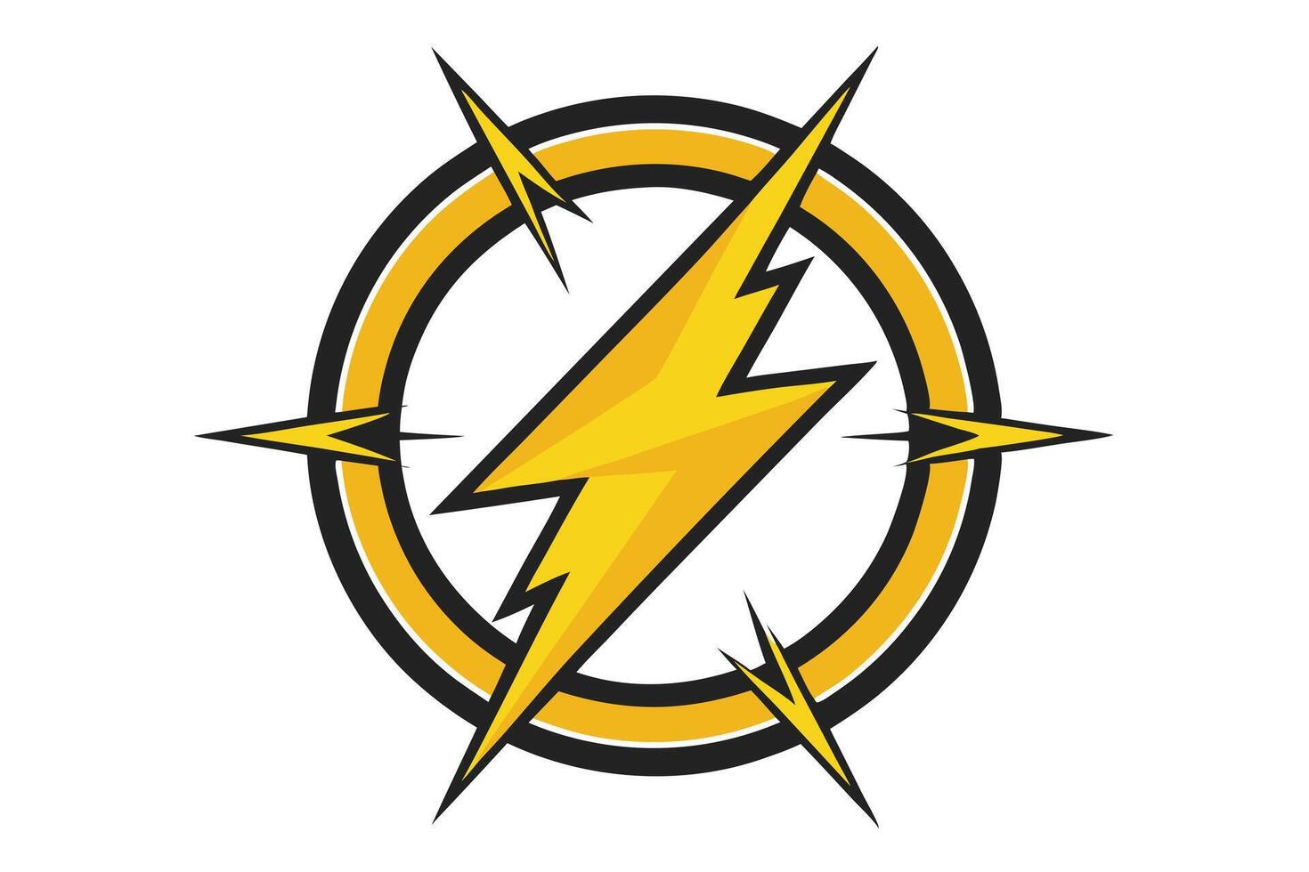 Yellow Lightning Bolt Symbol in a Circle vector