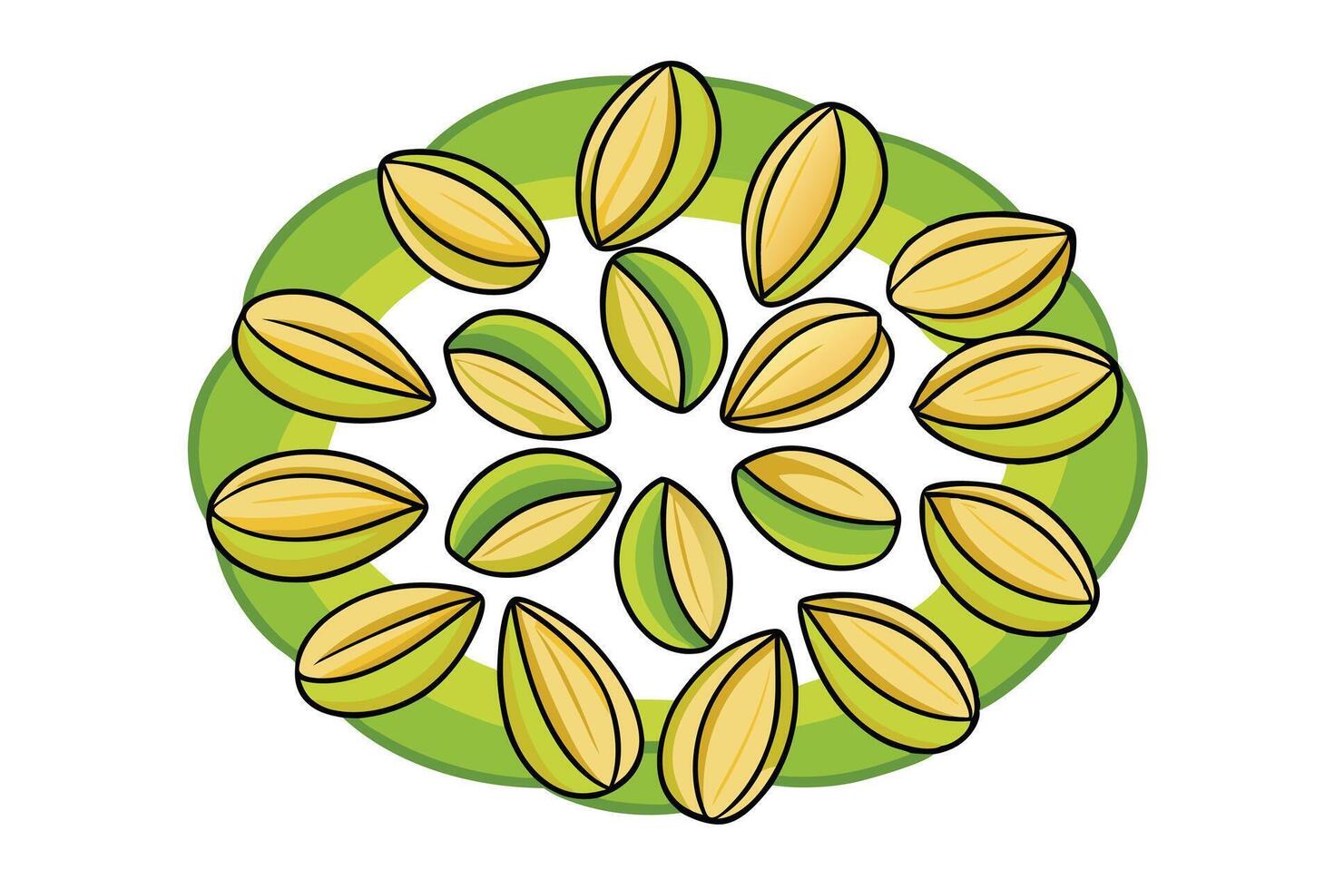 Colorful Pistachios Arranged in a Circle vector