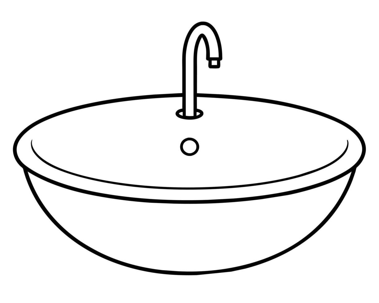 A Illustration of a Modern Oval Bathroom Sink with Faucet vector