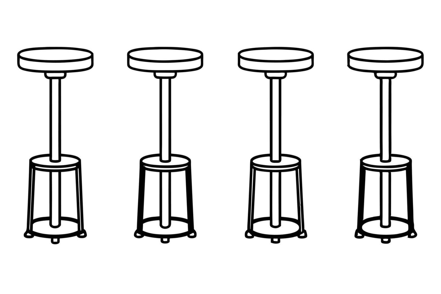 Four Modern Bar Stools in a Simple Line Drawing vector