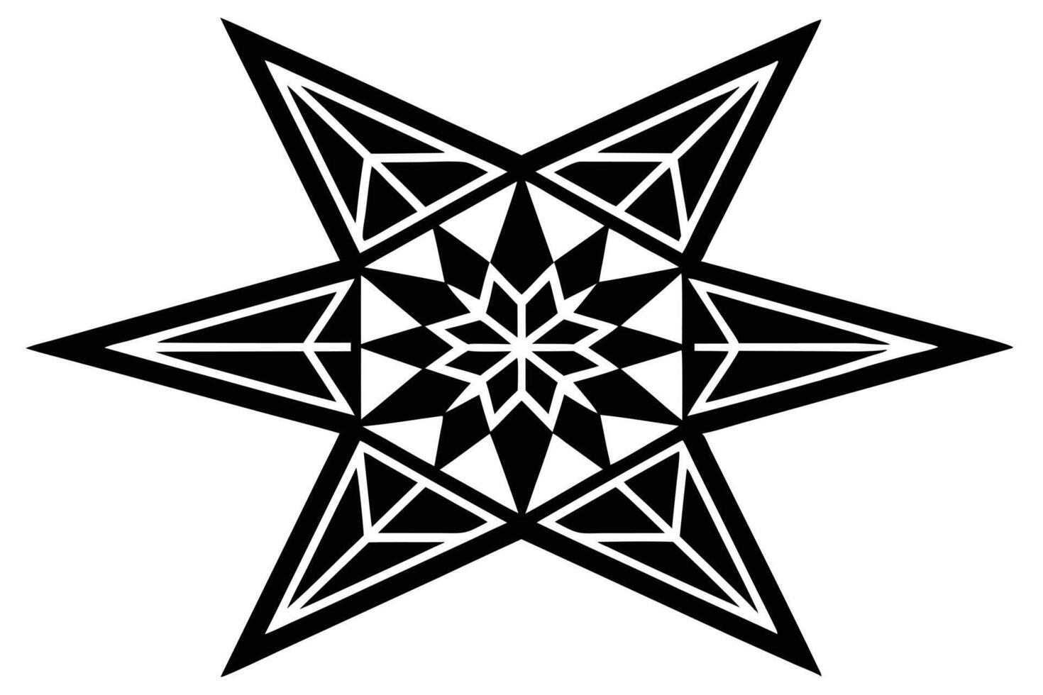 Intricate Black and White Star Design vector