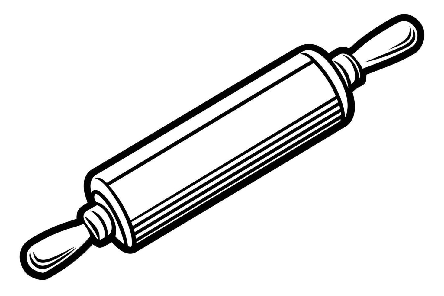 A simple Line Drawing of a Classic Wooden Rolling Pin vector