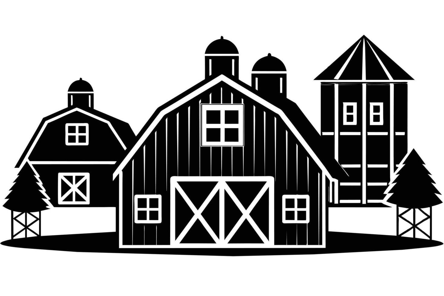 A simple Black and White Barn Silhouettes for Design vector