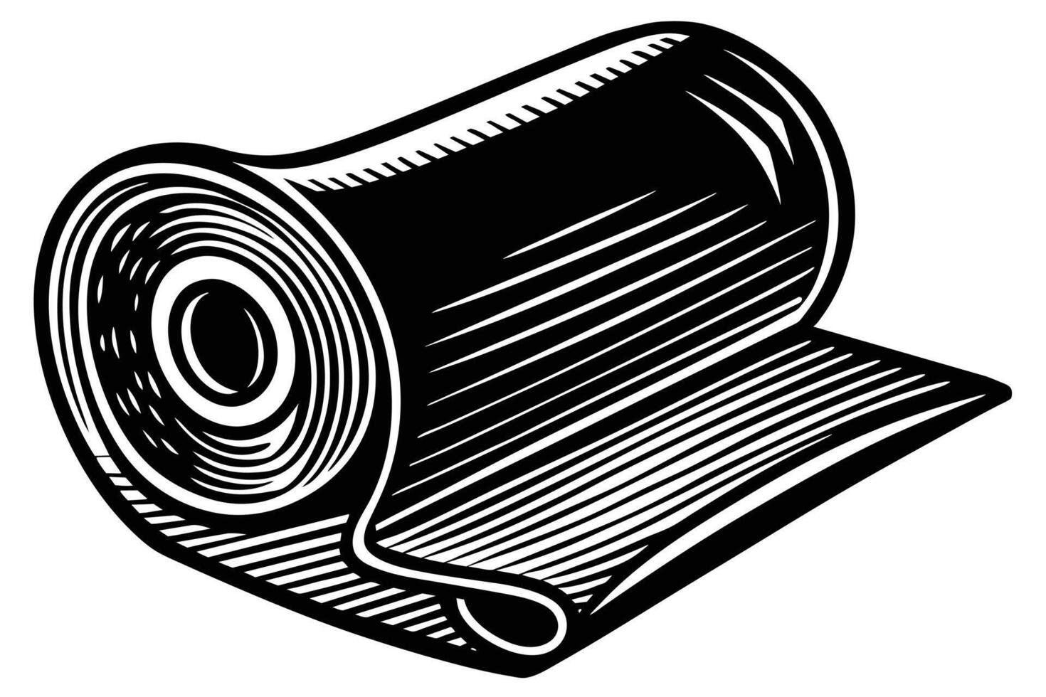 Rolled-Up Fabric in Vintage Style Illustration vector