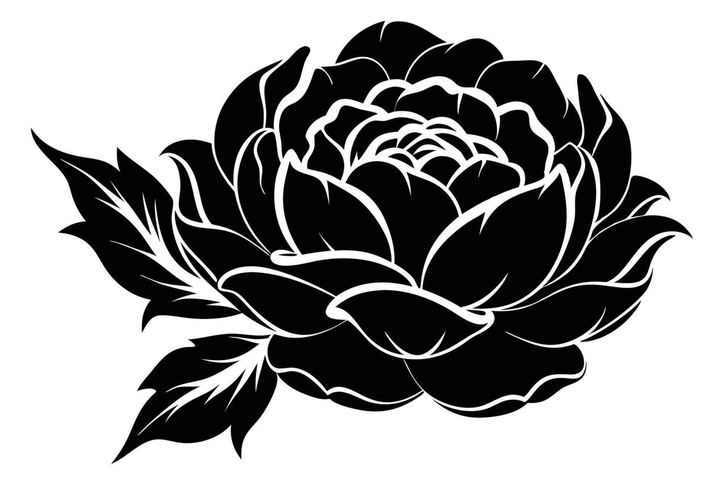 A black and White Silhouette of a Rose vector