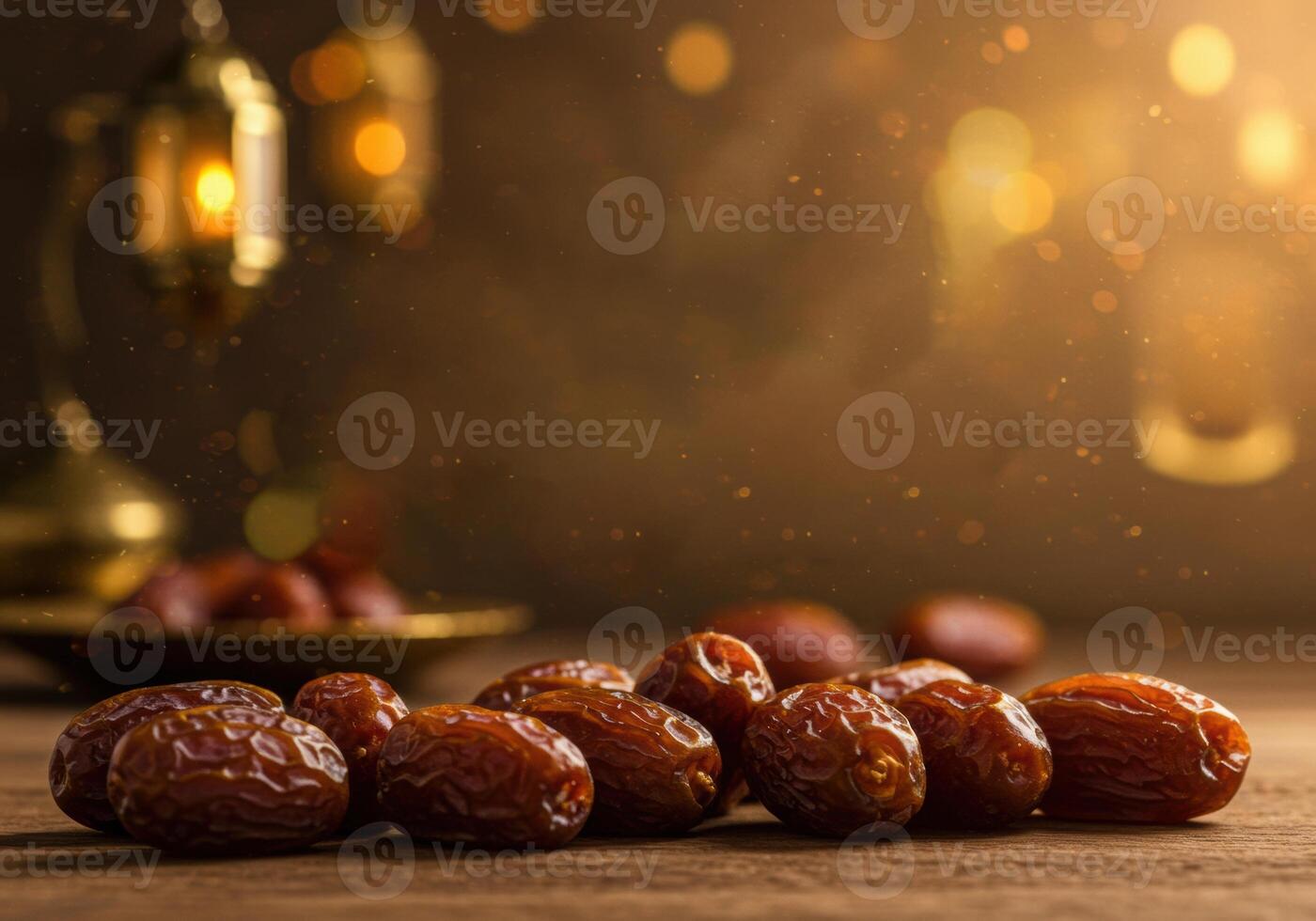 Dates and Ramadan Kareem greeting with warm lighting, Ramadan Kareem Background, Ramadan Vibes photo
