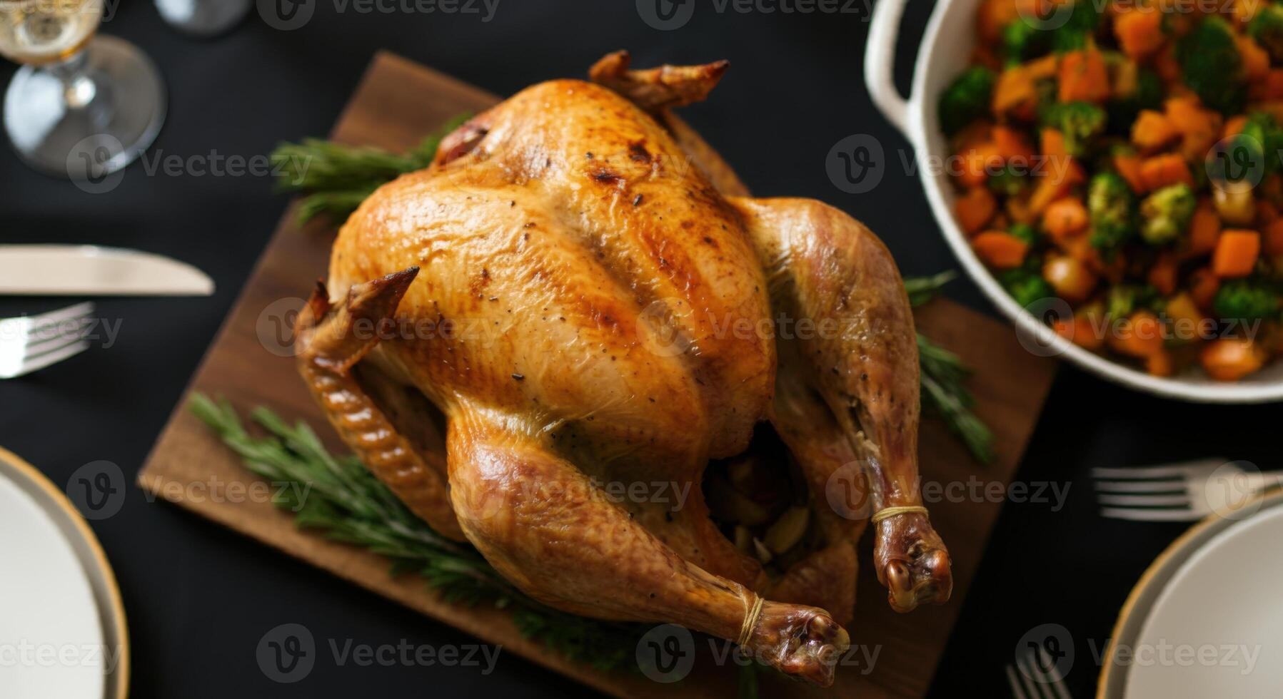 Close-Up of Thanksgiving Turkey on Serving Board photo