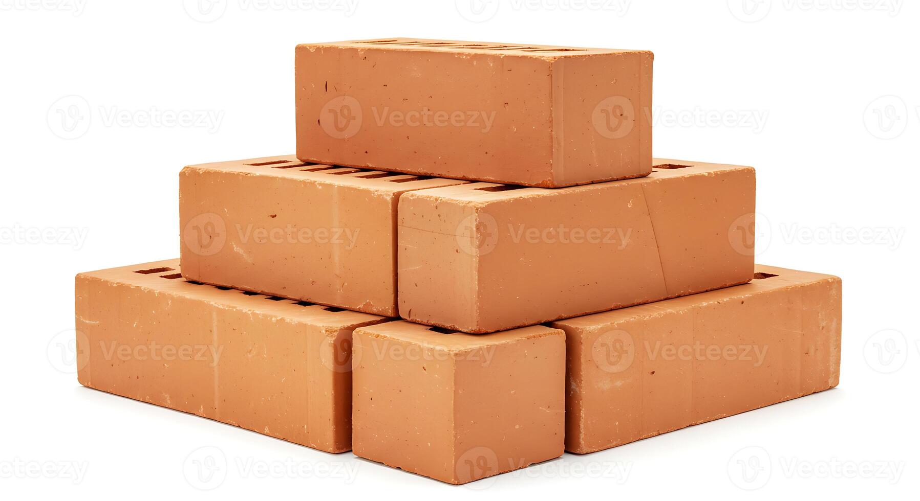 Stack of Construction Bricks on White Background photo
