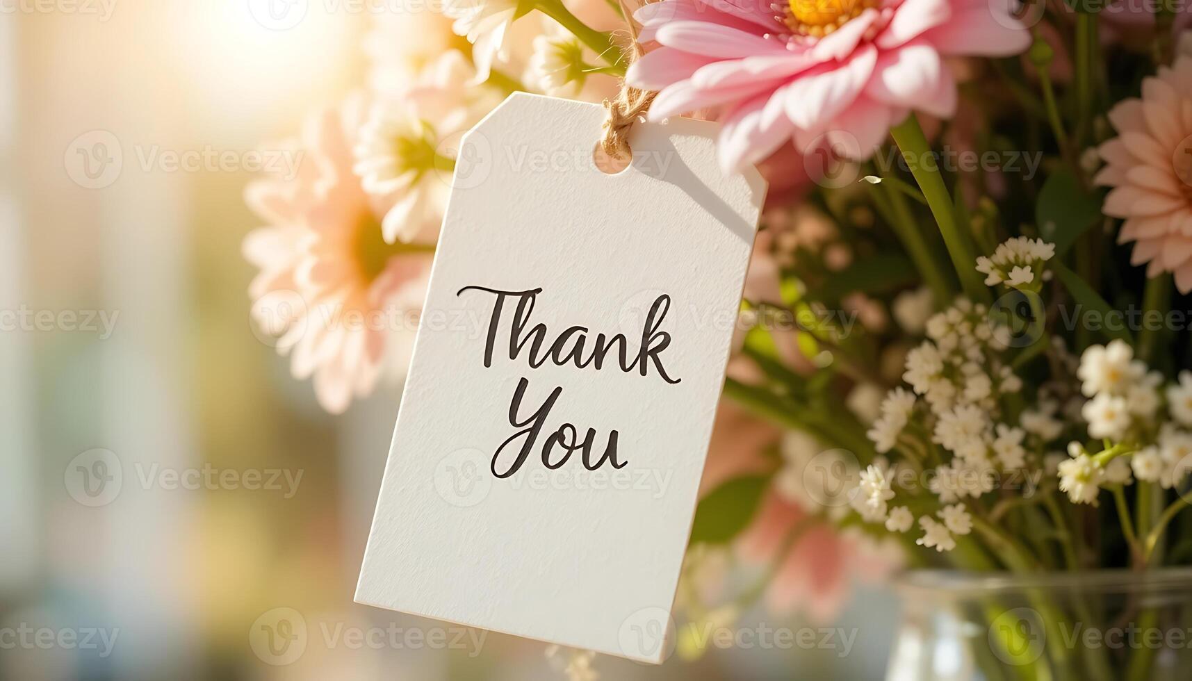 Showing Gratitude with Flowers and a Thank You Tag photo