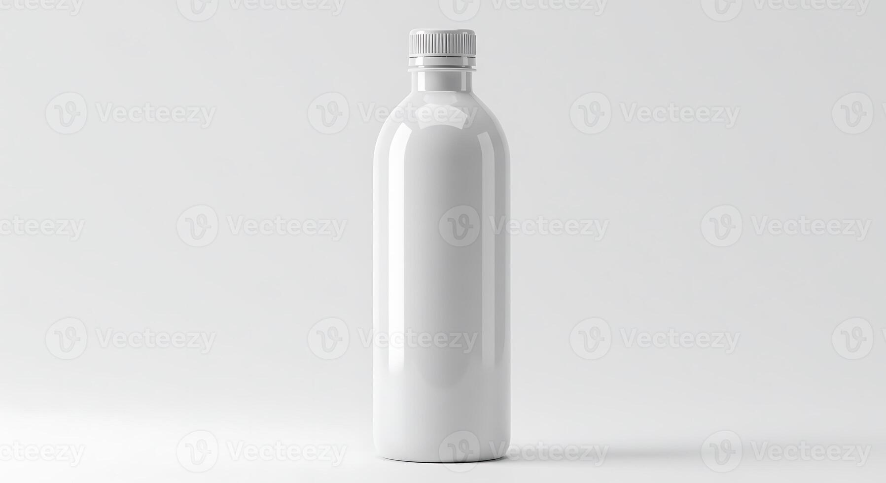 Standing Glossy White Bottle with Cap in Studio Shot photo