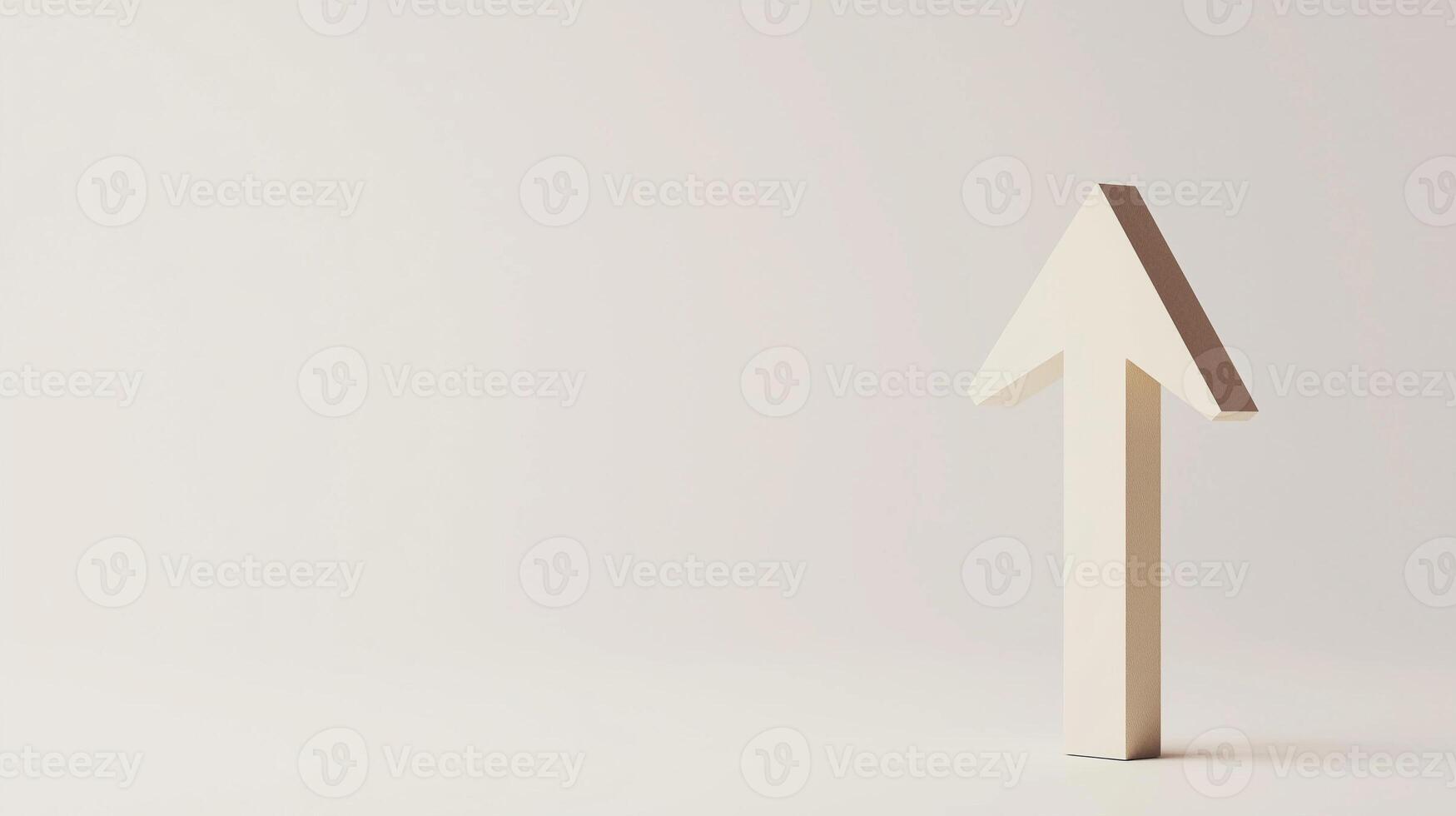 Arrow pointing upward on grey background, symbolizing growth, progress, and positive direction photo