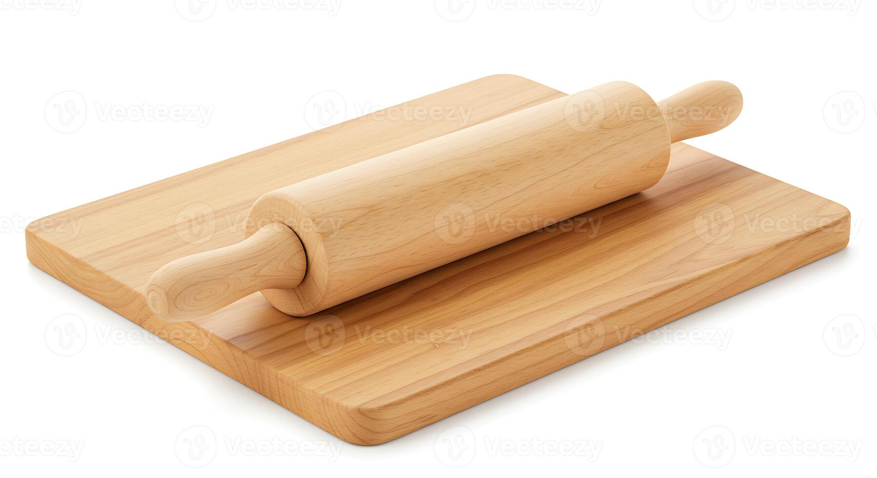 Rolling Pin Resting on a Wooden Cutting Board for Baking photo