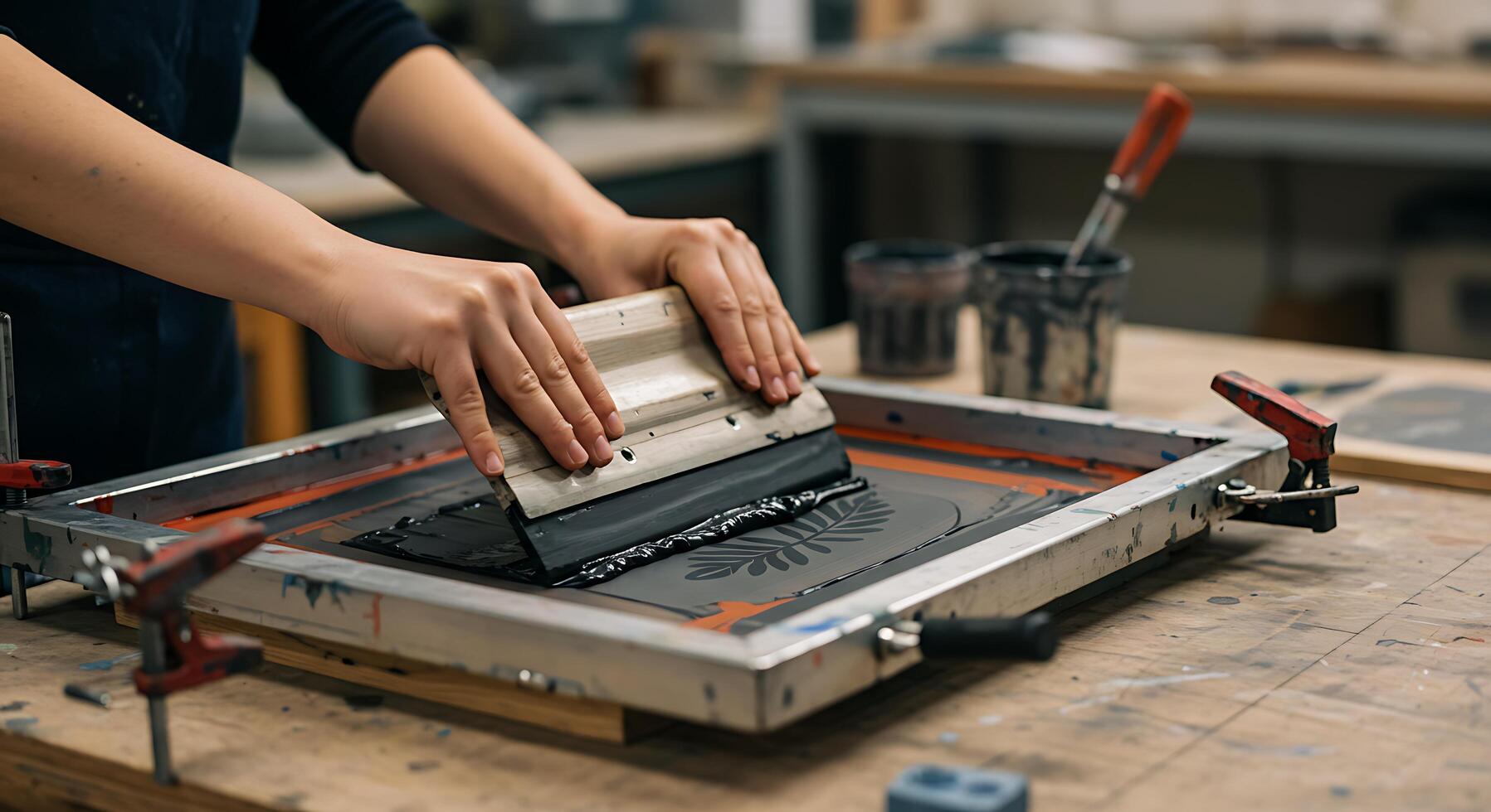 A person is using a printing press to make a piece of art photo