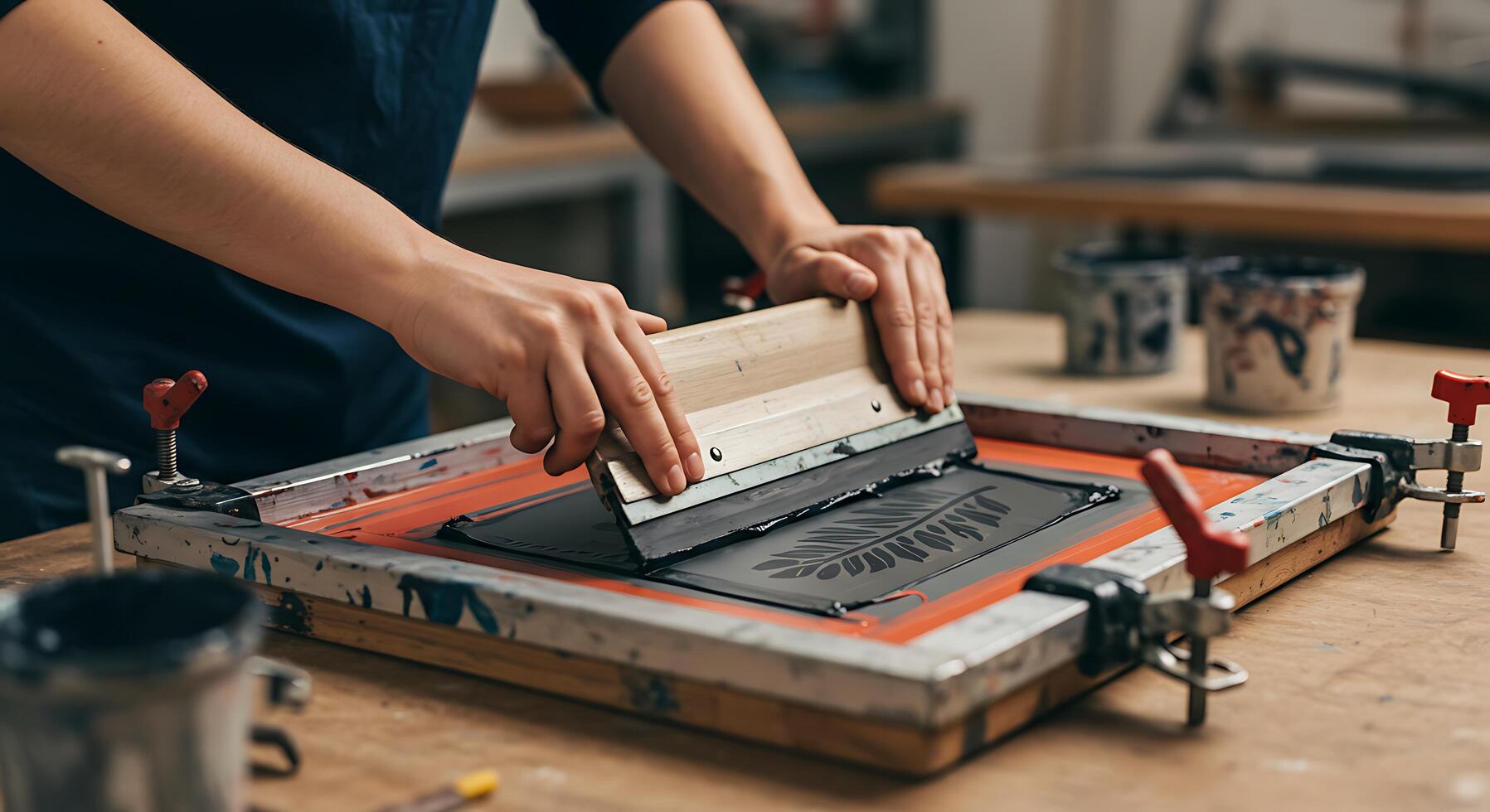 A person is using a printing press to make a piece of wood photo