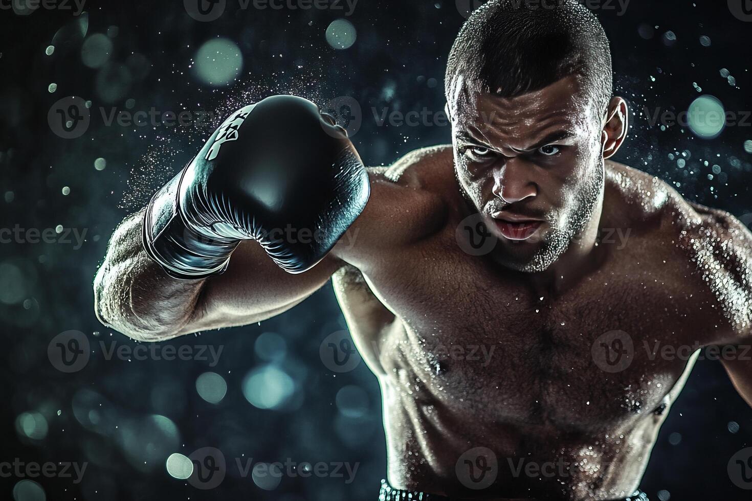 A man in boxing gloves is posing for the camera photo