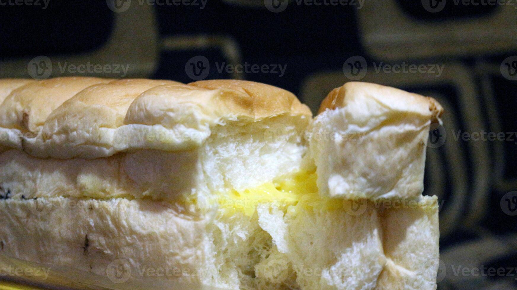 22. Torn bread filled with chocolate and cheese photo