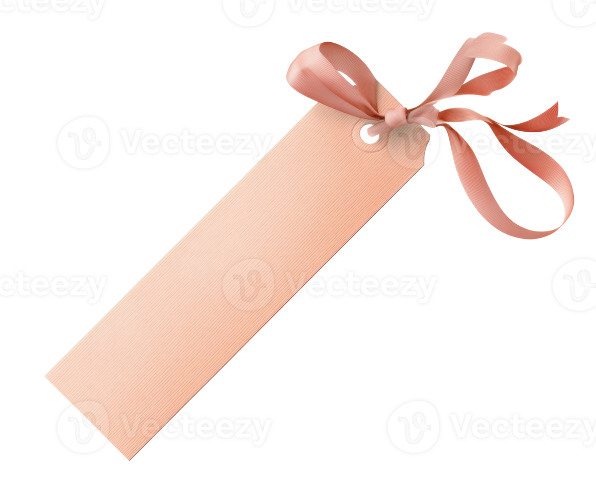 Elegant pink tag with ribbon for gift embellishment or labeling png