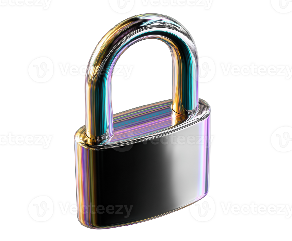 Colorful padlock with a shiny surface for security concepts png