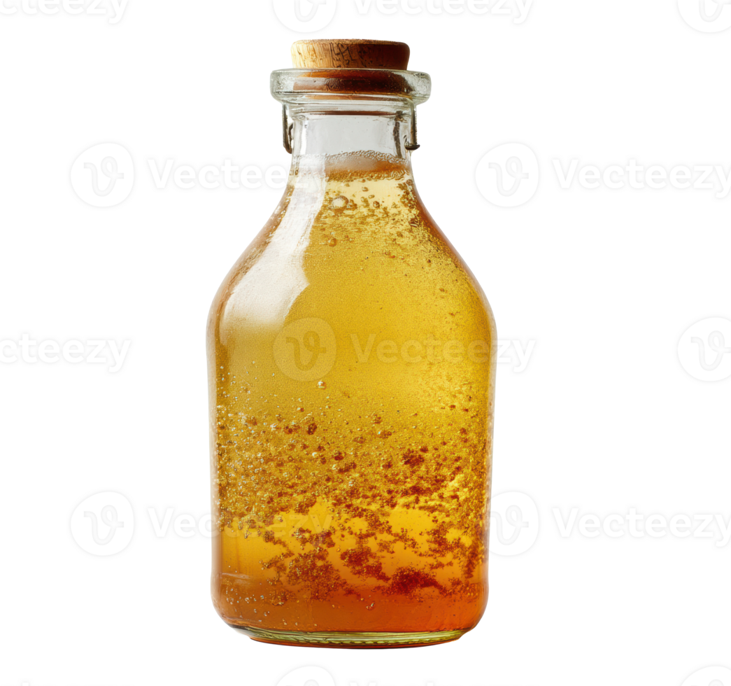 Honey jar with natural golden liquid and bubbles for culinary use png