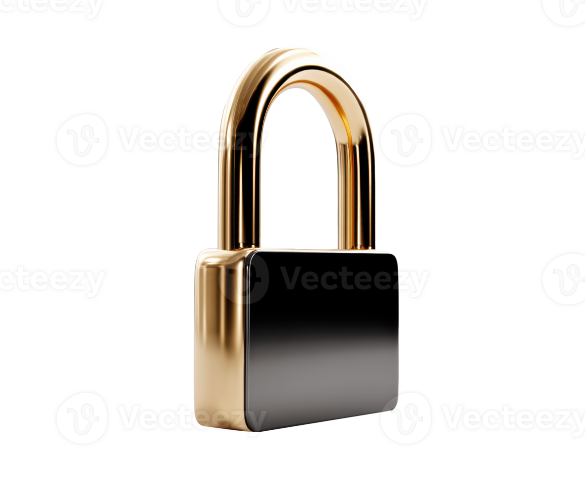 Elegant gold and black padlock for security solutions png