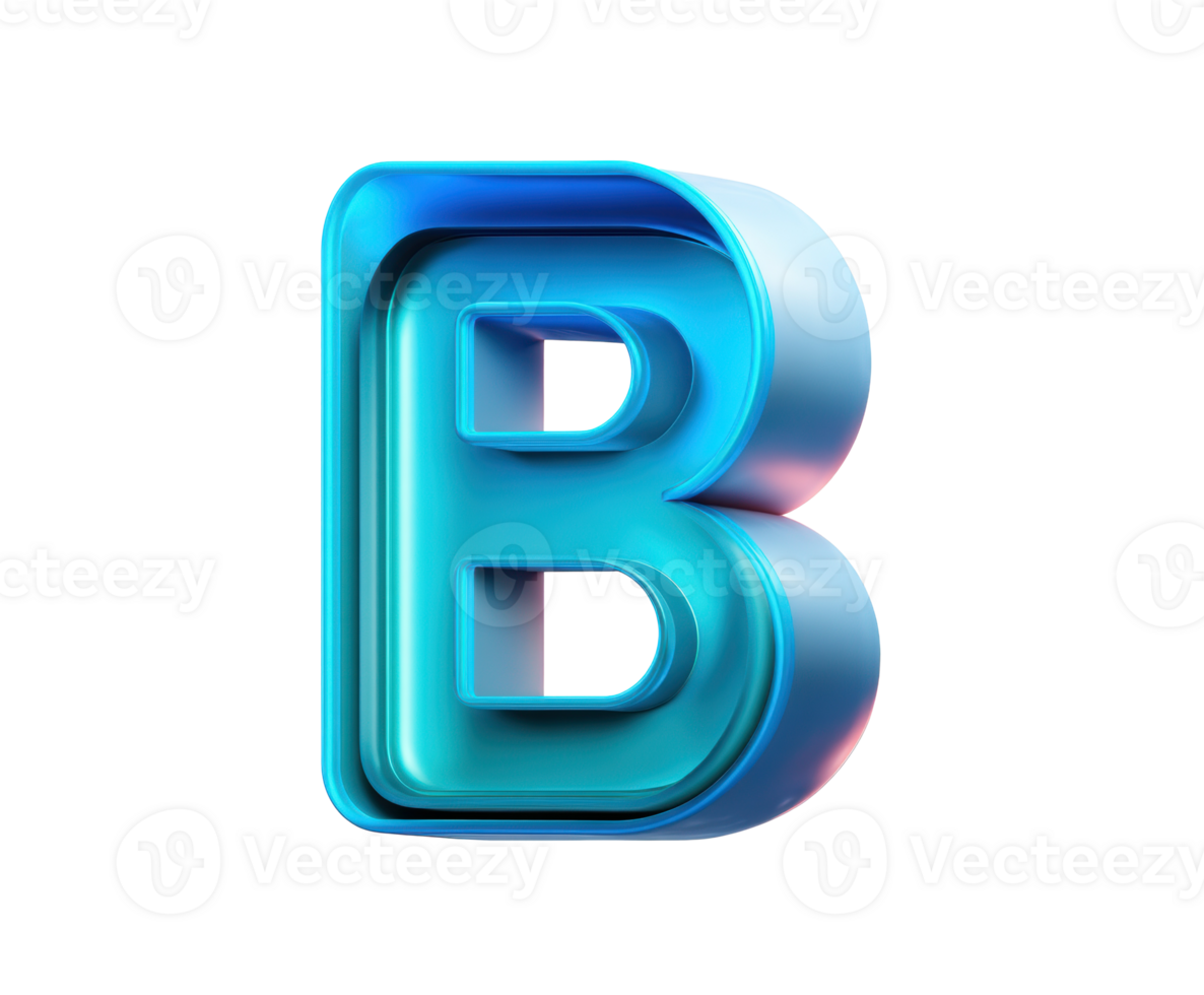 3D letter B design in vibrant blue and teal color scheme png