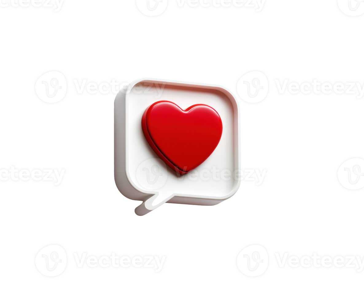 Heart symbol in speech bubble design for social media engagement png