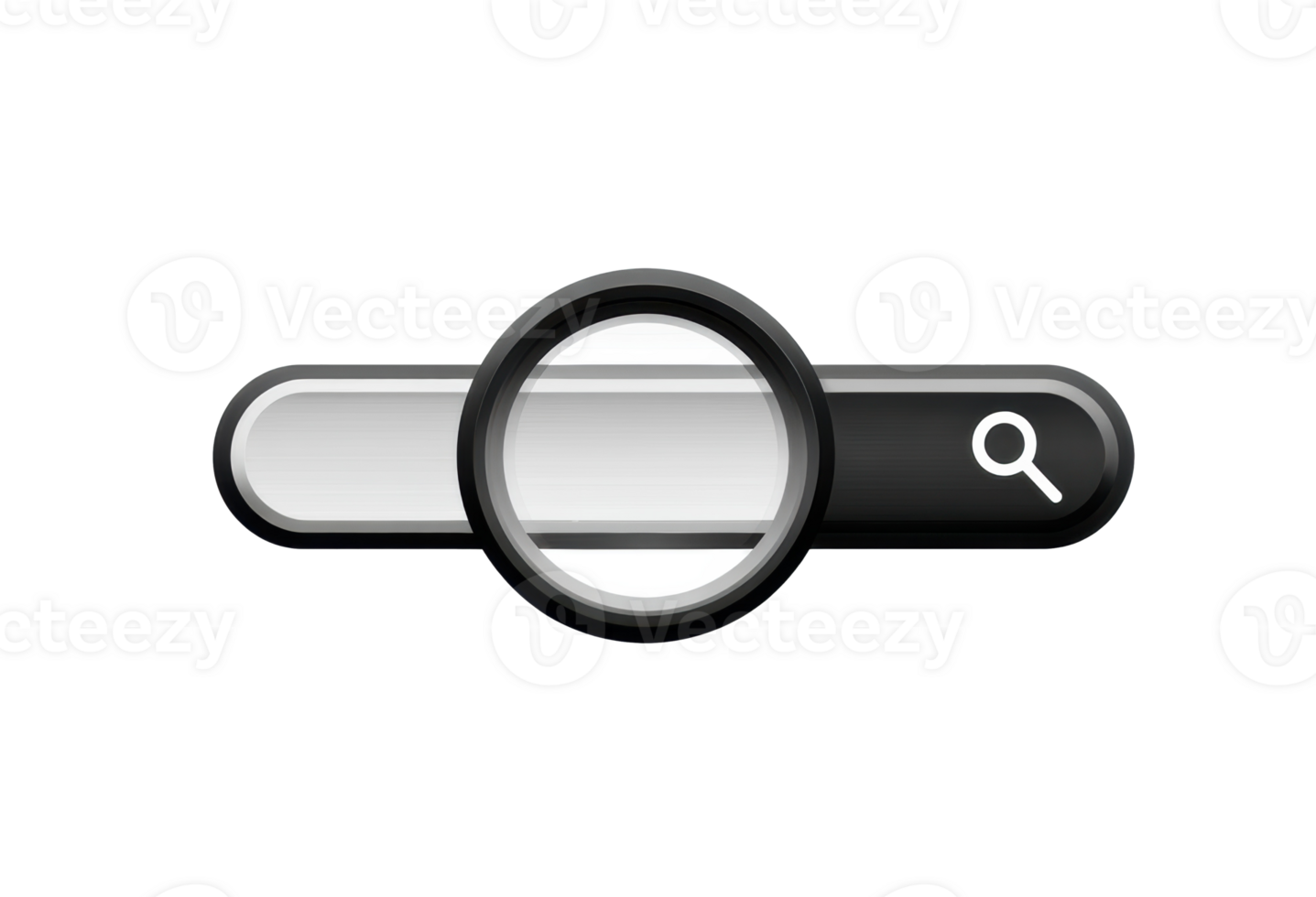 Search bar with magnifying glass icon for digital interface png