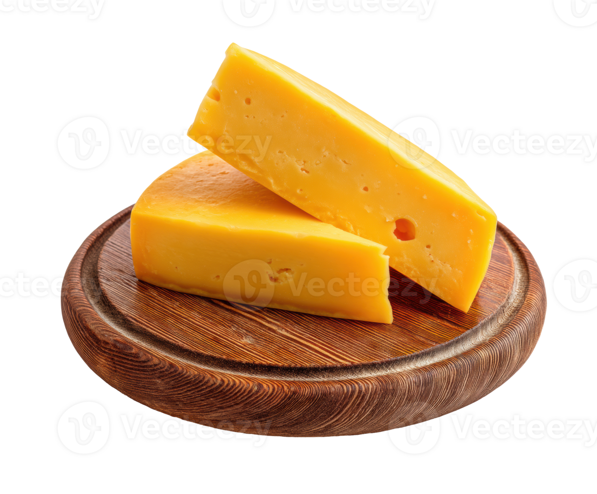 Fresh cheddar cheese on a wooden cutting board for culinary delights png