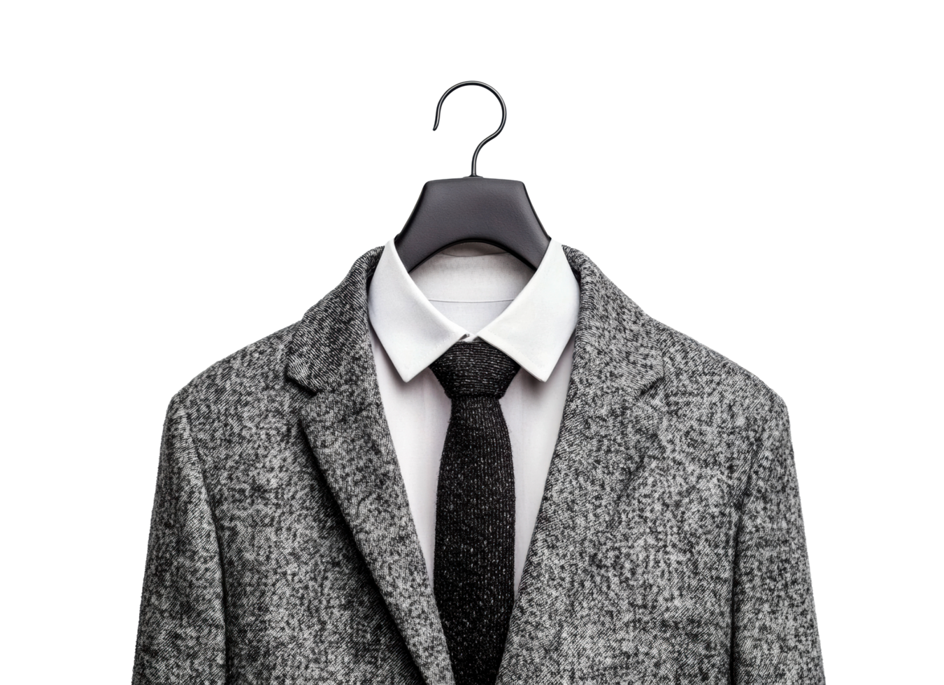 Elegant tailored suit hanging on a hanger for formal attire png